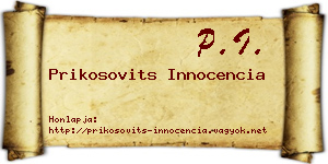 Prikosovits Innocencia névjegykártya